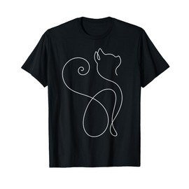 Minimalist Cat Tshirt - Minimalism - Outline Lineart Tee T-Shirt