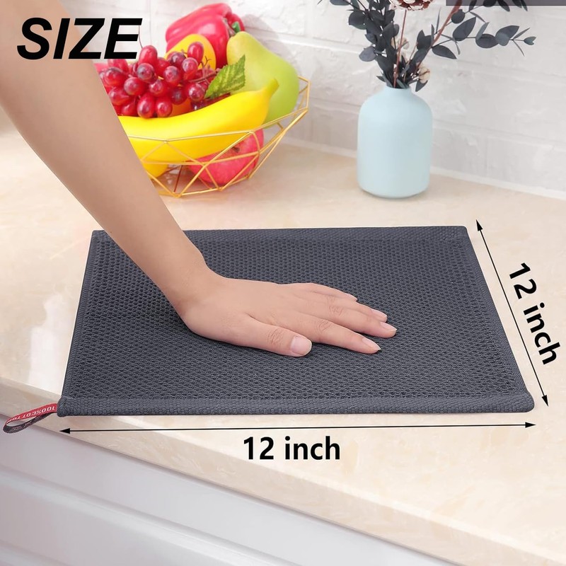 6-Pack 100% Cotton Waffle Weave Kitchen Dish Cloths, Ultra Soft