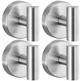 warlve Heavy Duty Reusable Suction Cup Hooks for Shower - No Drill Bathroom/Glass/Mirror/Tiles & Metal Surfaces,and Smooth Non-Porous Surfaces for Towels, Robes, Loofahs (4, Brushed Nickel)