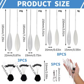 Spirolino Trout Set, 4 x Floating 4 x Sinking (8 g, 10 g, 15 g, 20 g), 5 x Triple Swivels, 3 Sizes Line Stoppers (M L XL), Spirolino Sinking, Sbirolino Set, Sbirolino Floating, Triple Swivel Fishing