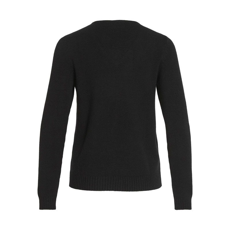 VILA CLOTHES Women's's Viril L/s V-Neck Knit Top-noos Jumper Black