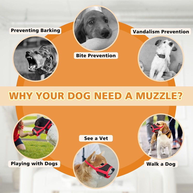 Adjustable Dog Muzzle Breathable Mesh Muzzles for Small Medium Large