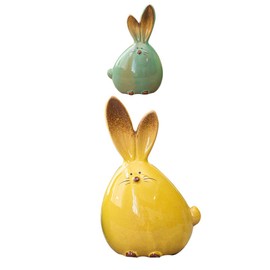 TOYANDONA 2pcs Easter Bunny Rabbit Figurines Ceramic Rabbit Statues Car Interior Figures for Easter Party Table Decoration