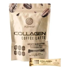 Plennia Collagen Coffee Latte 330g Cafe Soluble 30 Sobres                                                                                             