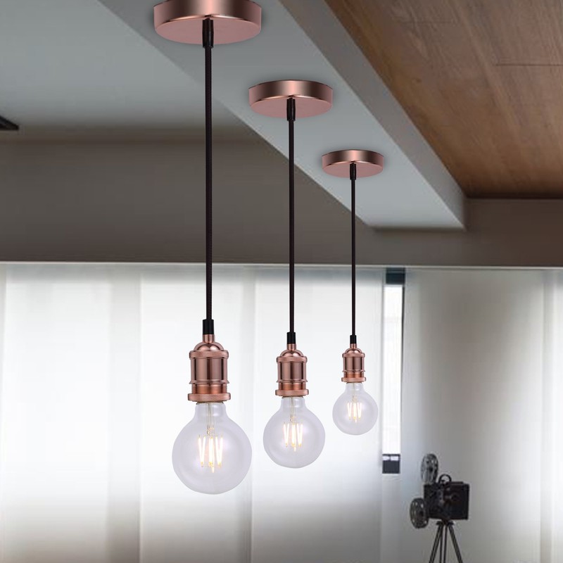 Vintage Pendant Light Fitting, Modern Retro Industrial Style E27 Bronze