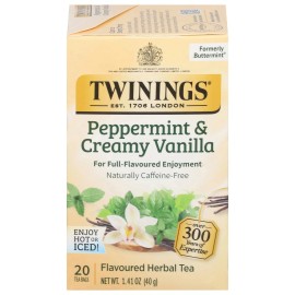Twinings Peppermint Creamy Vanilla Herbal Tea 20 Count Fresh Sealed Bags
