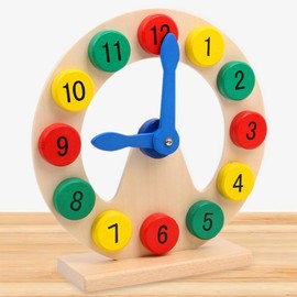 Sharplace Wooden Clock Toy, Educational Clock for Kids, Montessori Hour Teaching Supplies, Wooden Educational Toy for 3 4 5 6 Years Baby