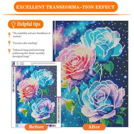 igoodom Diamond Art Kits for Adults, Rose Diamond Painting Kit, Full Drill Round Flower Diamond Art Kits, DIY Gem Art and Crafts for Home Wall Decor Gift 12x16inch