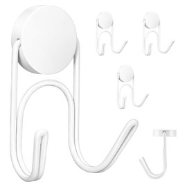 Buelkmag Magnetic Hooks,Heavy Duty 304 Stainless Steel Magnet Hooks for Cruise Refrigerator Grill,Strong Magnet with Hooks for Home Kitchen,Garage Toolbox Key Holder,4pack （White,1.1in-2 40Lbs）