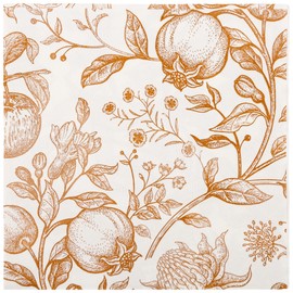 100 Floral Paper Napkins Gold Flowers Birds Fruits Disposable Cocktail Napkins Vintage Japanese Branches Leaves Hand Towels for Birthday Fall Harvest Party Supplies