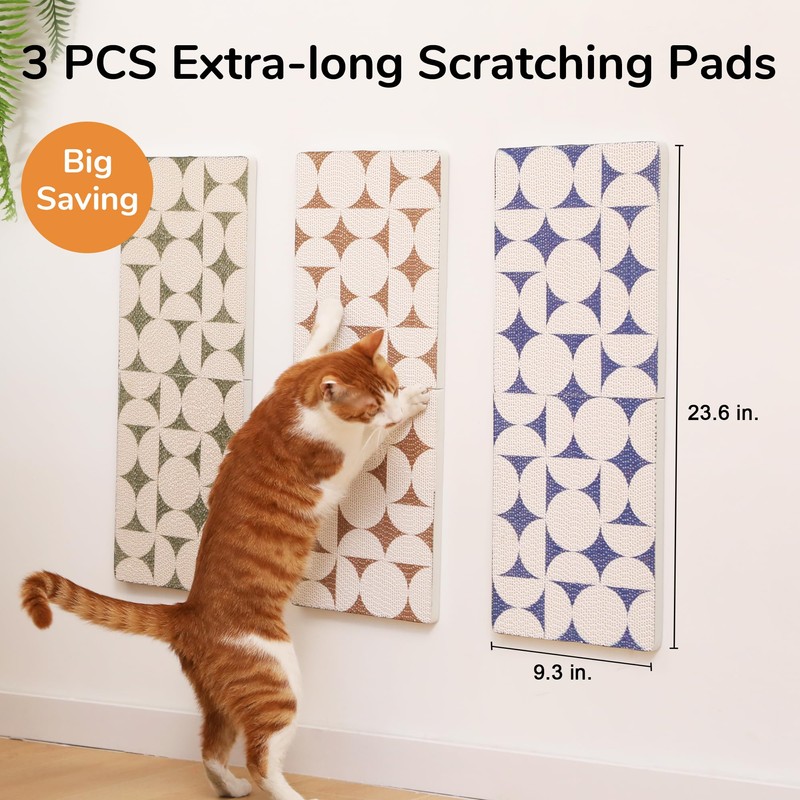 FUKUMARU 3PCS Cat Scratcher, 23.6 Inch Extra Long Cardboard Cat