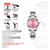 Reloj Elegante para Mujer – Acero Inoxidable, Correa Rosa, Resistente