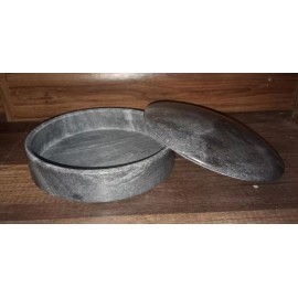 Unbranded Round Black Marble Box, Large 7" Diameter, x 2" Tall, 1 1/2" Depth New in Box