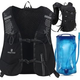 Running Backpack Hydration Backpack Trail Backpack Hydration Pack Bicycle Backpack for Running, Camping, Hiking, Marathoner with 500 ml Soft Flasks Water Bottle (Black with Hydration Bladder)