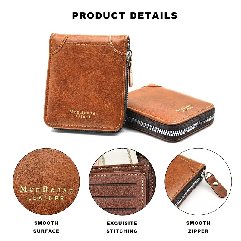 Wallet for Mens, Leather Mens Wallet with ID Window and