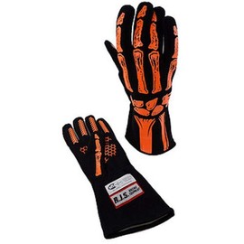 RJS Racing Equipment Men's Double Layer Skeleton Gloves(Orange, Large), 1 Pack