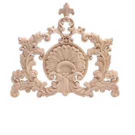 Beoot Wood Carved Corner Furniture Onlay Wooden Applique Unpainted Home Decor (04, 31×28cm/12.2×11.02inch)