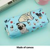 LParkin Cute Pug Dog Canvas Pencil Case Canvas Pen Bag
