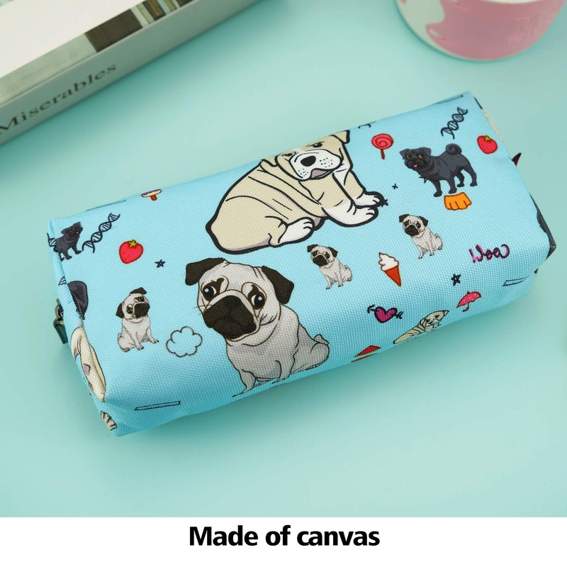 LParkin Cute Pug Dog Canvas Pencil Case Canvas Pen Bag