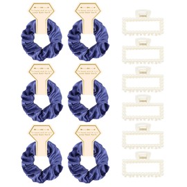 Bridesmaid Proposal Gifts, 12 PCS Bridesmaids Silk Hair Scrunchies & Pearl Hair Clips Set for Women Girls Bachelorette Party Favors Bridal Shower Favors Bridesmaids Gifts for Wedding Day