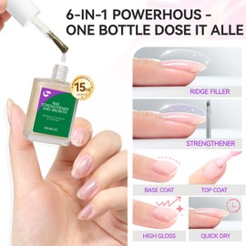 gelike ec Nail Hardener and Strengthener Polish: Glittering Pearl Ridge Filler for Peeling and Weak Nails Fast Dry Nail Growth Treatment Long Lasting Glossy for Women Home DIY