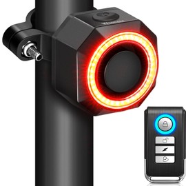 WSDCAM Alarma de luz trasera inteligente para bicicleta, luz de freno de bicicleta, encendido/apagado automático, USB C, recargable, antirrobo, con control remoto, impermeable, alarma de bicicleta, luz trasera para bicicleta