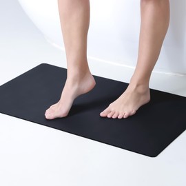 Homergy Bathroom Rugs Extra Soft Absorbent Quick Dry Bath Rugs, Machine Washable Bath Mats for Bathroom Floor, Shower Mat Outside Shower Rug, Home Decor Accessories Bathmat, Black, 16x24