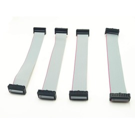 4pcs IDC Wire Flat Ribbon Cable FC/FC Connector A-Type 20 Pins 2.54mm Pitch 180mm Length Gray
