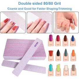 80/80 Grit Nail Files (25 Pcs), Coarse Emery Boards for Acrylic Nails and Gel Nails, Nail File Double Sided 80 Grits Emory Professional Nail Filers Pack