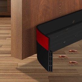 Door Draft Stopper, Under Door Sweep for Exterior & Interior Doors, Weather Stripping Door Seal, Garage Window Blocker Noise Cold Air Insulation, Draft Guard 2" W x 39" L Black