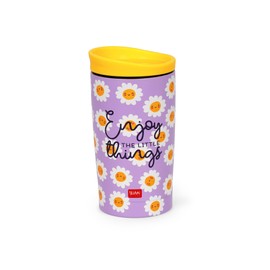 LEGAMI - Vacuum Tumbler Hot & Cold, Lightweight and Durable, Stainless Steel, 275 ml Capacity, for All Types of Drinks, with Hermetic Stopper, Daisy Theme
