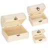3 Pcs Unfinished Wooden Storage Box for DIY (Small+Medium+Large)
