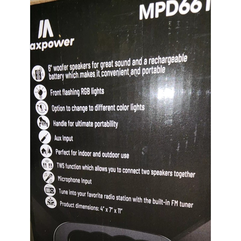 Maxpower BOOM M6 6" Portable Karaoke speaker with LED lights