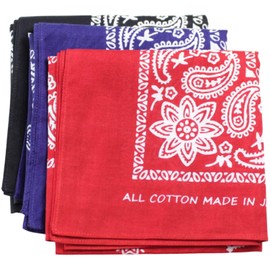 [stitio] Stitio Bandana Paisley Bandana with How-Toleaflet 100% Cotton Handkerchief Scarf Hair Arrangement Vintage Fashion Bandana, red/navy/black