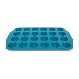 casaWare Mini Muffin Pan 24 Cup Ceramic Coated Non-Stick (Blue Granite)