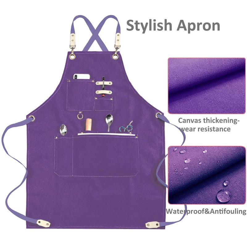 Mactso Chef Apron Water Resistant Canvas Cross Back Adjustable Apron