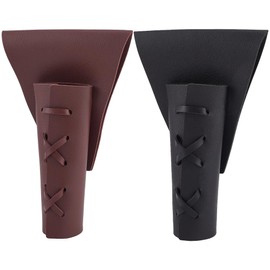 CALFOVERA 2 Colors Medieval PU Leather Dagger Holster Adjustable Leather Sword Frog Renaissance Viking Blade Belt Holder Scabbard Sheath Black Brown for Adult Men LARP Hallow Cosplay Costume