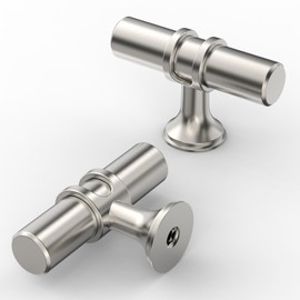 9BUILD EU0044 Pack of 10 Modern Brushed Nickel Metal Furniture Knobs, Knurled Cabinet, Drawer, Dresser, Kitchen Cabinet Knobs