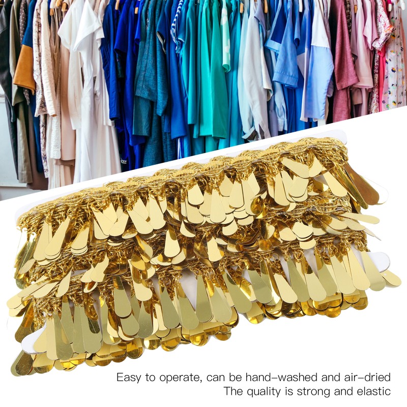 Waist Chain Gold Metal Applique Glitter Elastic Sequin Water Drop