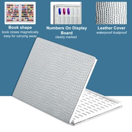 216 Nail Color Book,Nail Color Display Book with 240 Nail Tips & 1-300 Number Stickers,Professional Nail Color Chart Display Book for Gel Polish Nails Art Design(Silver)