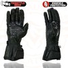 Milwaukee Leather SH717 Men's Black Leather Racing Gauntlet Gloves w/Knuckle