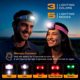 EverBrite Rechargeable Headlamp, 2 Pack Kids Headlamp with White/Red/Green Light and Memory Function, Head Lamp for Adult and Kid with 5 Modes, 120° Adjustable LED Headlamp for Camping, Running-Pink