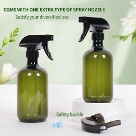 Calvalor Calvalor Cleaning Spray Bottles for Plants Misters Inside, 2 Pack 16.9 oz Squirt, Water Spray Bottle Mist Sprayer, No Leak Hair Mister Empty Adjustable Nozzle (Green)
