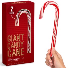 Giant Candy Cane Sticks 2 Pack Gift box - 10 Inch Individually Wrapped Christmas Candy Peppermint Flavor For Stocking Fillers, Holiday Party Favor, Gift Decorations