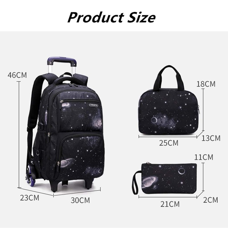 Primary Junior High Boys Rolling Backpacks Wheeled Bags Trolley School