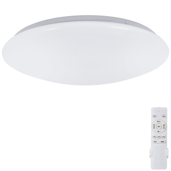 LED Ceiling Light, 8 Tatami, 30W, Diameter 13.0 inches (33 cm), 3600 LM, Toning/Dimmable Type, Daylight Color, Bulb Color, Remote Controlled, Dimmable Type, LED Night Light Mode, Memory Function, 30/60 Minutes Sleep Timer, Entryway, Bedroom, Japanese, Ki