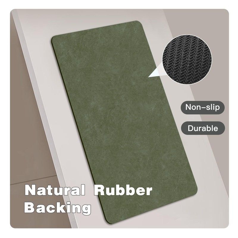 Thin Bath Mat, Bathroom Rugs Non Slip Washable, 24x36 Sage