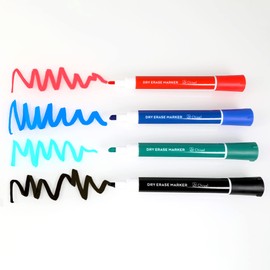 Glassboard Studio 4-Pack Chisel Tip Dry Erase Markers in Assorted Colors with Low Odor Ink for White Boards or Glass Boards - For Office, School, or Home