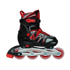 Epic Skates Drift Adjustable Inline Roller Skates W/LED Light Up Wheels, Black/Red, Youth 1-4