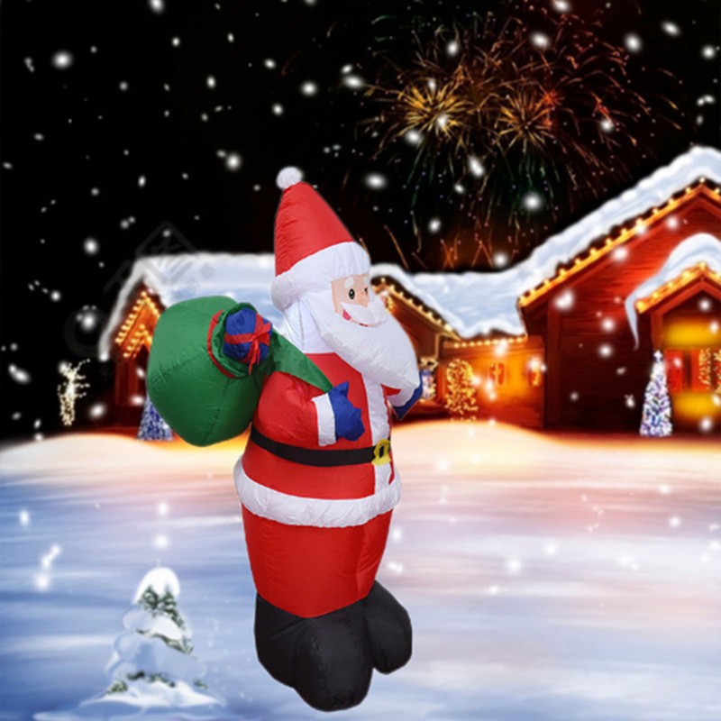 Christmas Inflatable Lights Blow Up Santa Gift Box with Bright